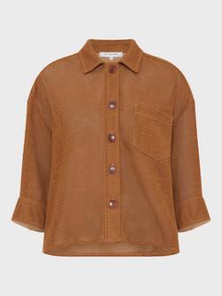 Gerard Darel Tamia Cotton Blend Three-Quarter Sleeve Shacket, Caramel, Caramel