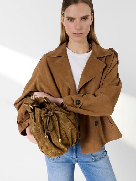 Gerard Darel Tamy Pure Suede Jacket, Camel - view 2, Camel