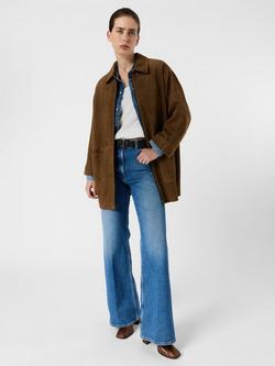 Gerard Darel Tilane Longline Suede Jacket, Camel - view 2, Camel