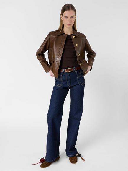 Gerard Darel Tinaya Pure Leather Jacket, Brown, Brown