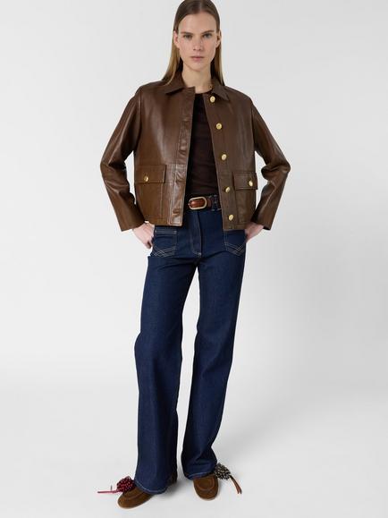 Gerard Darel Tinaya Pure Leather Jacket, Brown - view 2, Brown