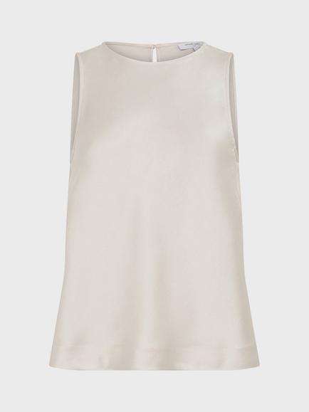Gerard Darel Callista Sleeveless Satin Top, Ecru, Ecru
