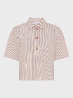Gerard Darel Cazia Stripe Short Sleeve Boxy Blouse, Pink, Pink
