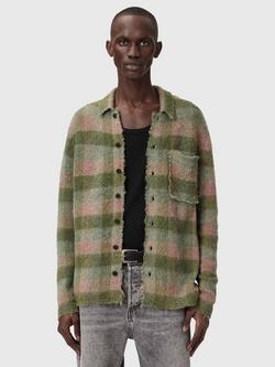 AllSaints Adler Wool Blend Cardigan, Sunbaked Pink, Sunbaked Pink