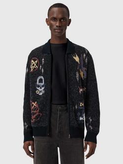 AllSaints Meller Cotton Blend Cardigan, Black, Black