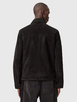 AllSaints Nates Slim Fit Suede Jacket, Tanner Black - view 2, Tanner Black