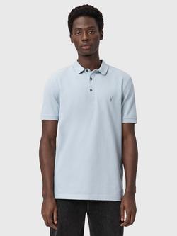AllSaints Reform Short Sleeve Polo Shirt, Misty Blue