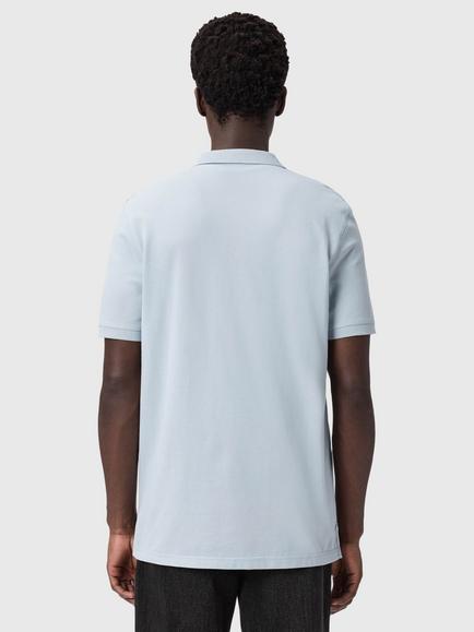 AllSaints Reform Short Sleeve Polo Shirt - view 2, Misty Blue