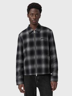 AllSaints Kapi Cotton Check Zip Up Shirt, Slatewash Blue, Slatewash Blue
