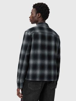 AllSaints Kapi Cotton Check Zip Up Shirt, Slatewash Blue - view 2, Slatewash Blue
