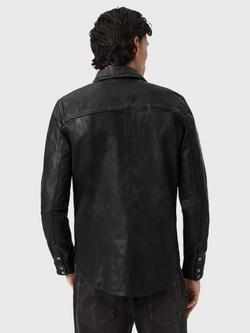 AllSaints Irwin Leather Shacket, Black - view 2, Black