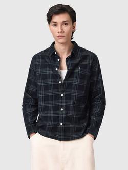 AllSaints Rockley Cotton Check Shirt, Surge Black, Surge Black