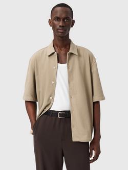 AllSaints Stallone Cotton Short Sleeve Shirt, Dune Brown, Dune Brown