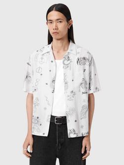 AllSaints Terra Short Sleeve Shirt containing LENZING™ ECOVERO™ Viscose, Ecru