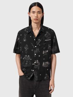 AllSaints Terra Short Sleeve Shirt containing LENZING™ ECOVERO™ Viscose, Jet Black