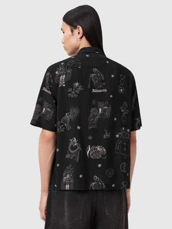 AllSaints Terra Short Sleeve Shirt containing LENZING™ ECOVERO™ Viscose - view 2, Jet Black
