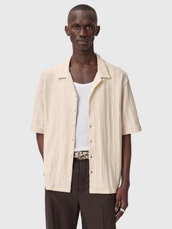 AllSaints Trace Cotton Short Sleeve Shirt, Cottage White