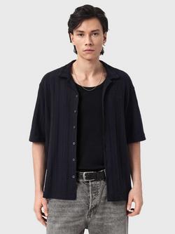AllSaints Trace Cotton Short Sleeve Shirt, Jet Black