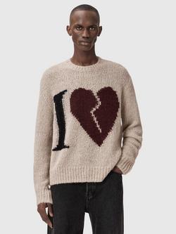 AllSaints Lover Knit Alpaca Wool Blend Jumper, Pebble Brown, Pebble Brown