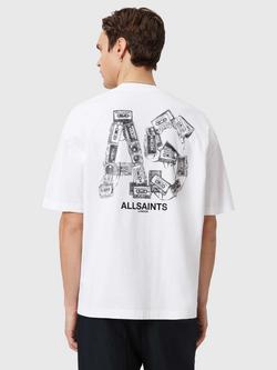 AllSaints Mixtape Cotton Short Sleeve Graphic T-Shirt, Optic White - view 2, Optic White