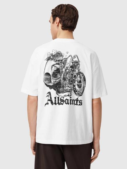 AllSaints Panhead Cotton Loose Fit Short Sleeve Logo T-Shirt, Optic White - view 2, Optic White