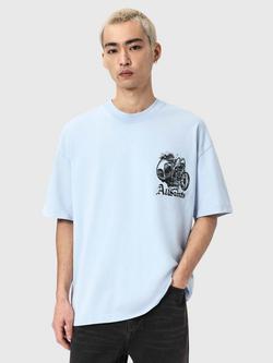 AllSaints Panhead Cotton Short Sleeve Graphic T-Shirt, Villa Blue, Villa Blue