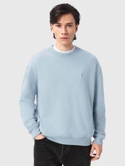 AllSaints Asher Organic Cotton Crew Neck Sweatshirt, Misty Blue