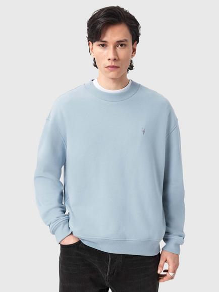 AllSaints Asher Organic Cotton Crew Neck Sweatshirt, Misty Blue