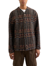 Topman Check Textured Cardigan, Brown