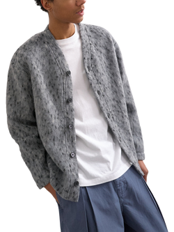 Topman Textured Leopard Print Cardigan, Grey - view 2, Grey