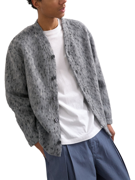 Topman Textured Leopard Print Cardigan, Grey - view 2, Grey