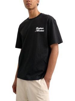 Topman Bonjour Print Relaxed Fit Cotton T-Shirt, Black, Black