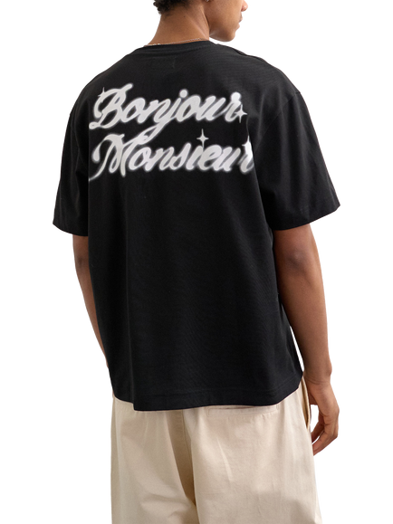 Topman Bonjour Print Relaxed Fit Cotton T-Shirt, Black - view 2, Black