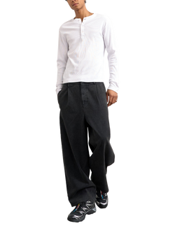 Topman Henley Button Neck Rib Knit Cotton Blend T-Shirt, White - view 2, White