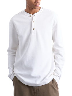 Topman Relaxed Fit Waffle Henley Top, Cream