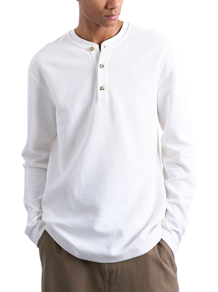 Topman Relaxed Fit Waffle Henley Top, Cream