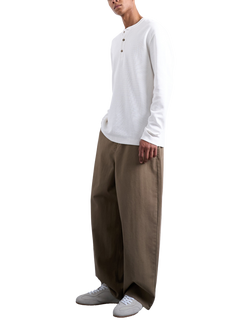 Topman Relaxed Fit Waffle Henley Top - view 2, Cream