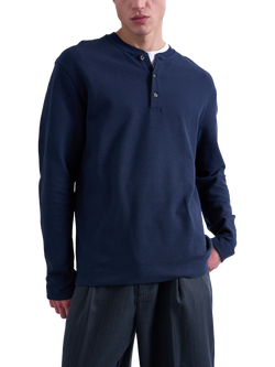 Topman Relaxed Fit Waffle Henley Top, Navy
