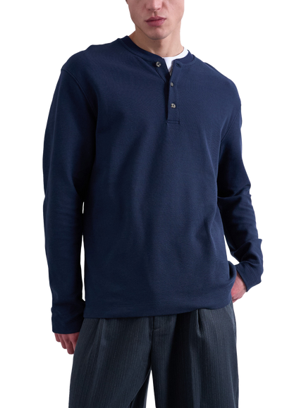 Topman Relaxed Fit Waffle Henley Top, Navy