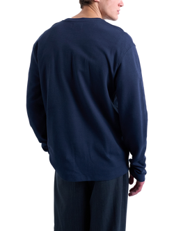 Topman Relaxed Fit Waffle Henley Top - view 2, Navy