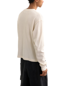 Topman Cropped Fit Long Sleeve Heavyweight Waffle T-Shirt - view 2, Ecru