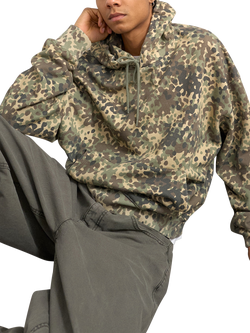 Topman Heavyweight Oversized Fit Camo Print Hoodie, Khaki - view 2, Khaki