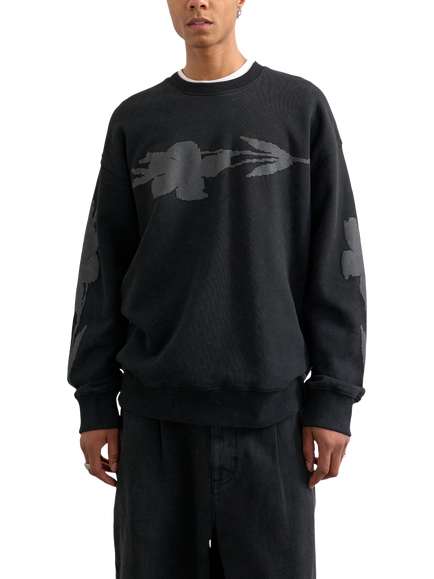 Topman Cotton Floral Sweatshirt, Black, Black