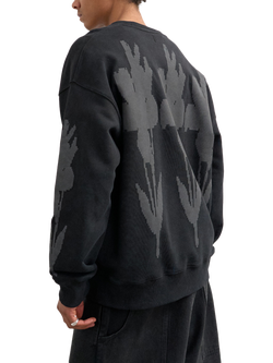 Topman Cotton Floral Sweatshirt, Black - view 2, Black