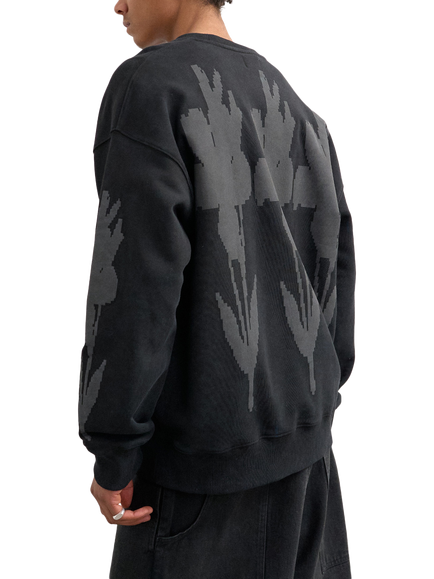 Topman Cotton Floral Sweatshirt, Black - view 2, Black