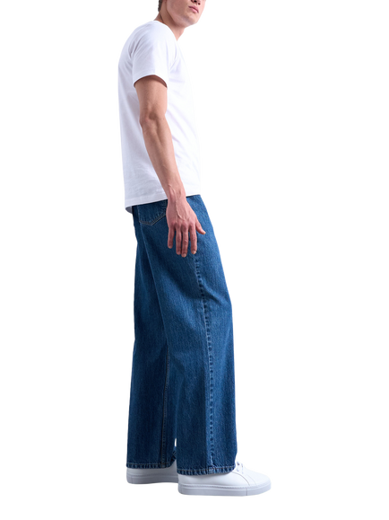 Topman Rigid Baggy Jeans - view 2, Mid Wash