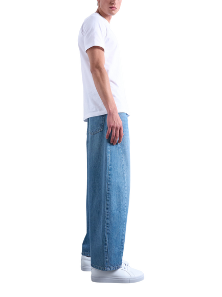 Topman Rigid Barrel Jeans - view 2, Mid Wash