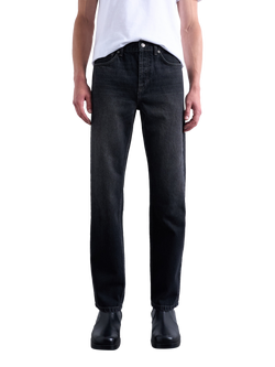 Topman Mid Rise Straight Jeans, Washed Black