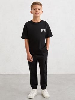 Reiss Kids' Abbott Logo Print T-Shirt, Black, Black