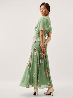 Monsoon Amber Floral Midaxi Dress, Green - view 2, Green